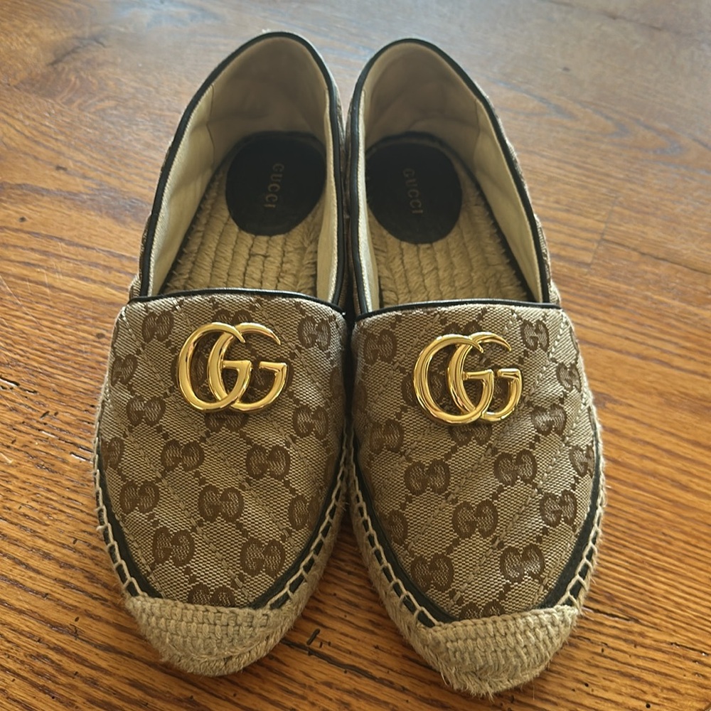 GUCCI Women’s GH MARMONT ESPADRILLES DIAGONAL QUILTED GG CANVAS